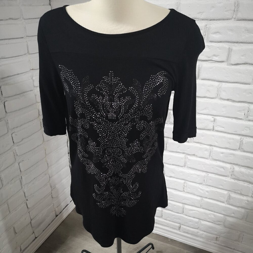Apt. 9 Ladies Black with Sequins on Front Size Medium Top